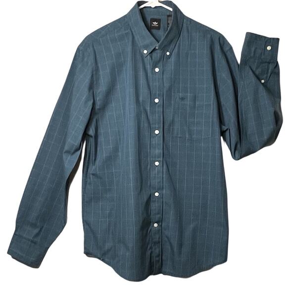 Dockers Long Sleeve Button Down Collar Shirt Mens Size L Blue Chest Pocket - Picture 1 of 10